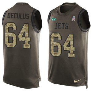 Jets #64 Austin Deculus Green Men's Stitched NFL Limited Salute To Service Tank Top Jersey
