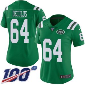 jets #64 austin deculus green women's stitched nfl limited rush 100th season wholesale jersey