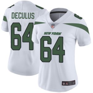 Jets #64 Austin Deculus White Women's Stitched NFL Vapor Untouchable Limited Jersey