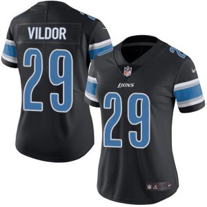 Lions #29 Kindle Vildor Black Women's Stitched NFL Limited Rush Jersey