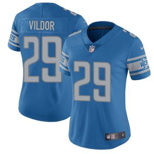 lions #29 kindle vildor blue team color women's stitched nfl vapor untouchable limited wholesale jersey