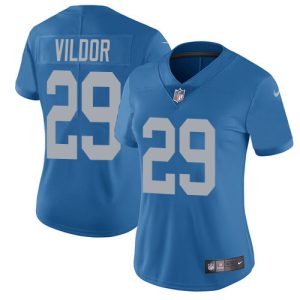 Lions #29 Kindle Vildor Blue Throwback Women's Stitched NFL Vapor Untouchable Limited Jersey