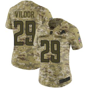 Lions #29 Kindle Vildor Camo Women's Stitched NFL Limited 2018 Salute To Service Jersey