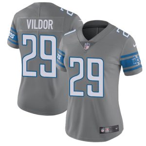 lions #29 kindle vildor gray women's stitched nfl limited rush wholesale jersey