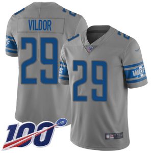 wholesale Lions #29 Kindle Vildor Gray Youth Stitched NFL Limited Inverted Legend 100th Season Jersey