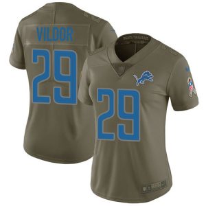 Lions #29 Kindle Vildor Olive Women's Stitched NFL Limited 2017 Salute To Service Jersey