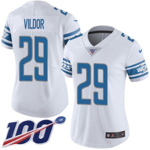 wholesale Lions #29 Kindle Vildor White Women's Stitched NFL 100th Season Vapor Untouchable Limited Jersey