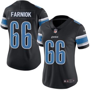 cheap Lions #66 Matt Farniok Black Women's Stitched NFL Limited Rush Jersey
