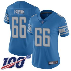 lions #66 matt farniok blue team color women's stitched nfl 100th season vapor untouchable limited wholesale jersey