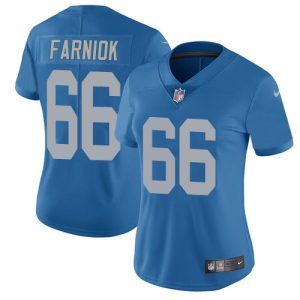 Lions #66 Matt Farniok Blue Throwback Women's Stitched NFL Vapor Untouchable Limited Jersey