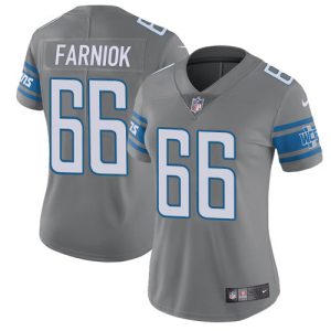 cheap Lions #66 Matt Farniok Gray Women's Stitched NFL Limited Rush Jersey