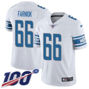wholesale Lions #66 Matt Farniok White Youth Stitched NFL 100th Season Vapor Untouchable Limited Jersey
