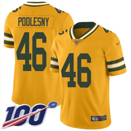 wholesale Packers #46 Jack Podlesny Gold Youth Stitched NFL Limited Inverted Legend 100th Season Jersey