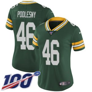 Packers #46 Jack Podlesny Green Team Color Women's Stitched NFL 100th Season Vapor Untouchable Limited Jersey