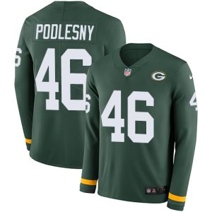 Packers #46 Jack Podlesny Green Team Color Youth Stitched NFL Limited Therma Long Sleeve Jersey