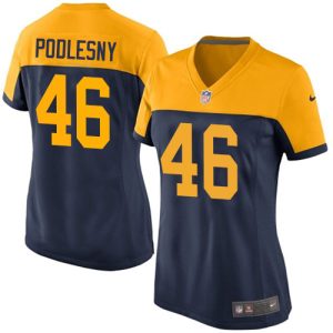 Packers #46 Jack Podlesny Navy Blue Alternate Women's Stitched NFL Vapor Untouchable Limited Jersey