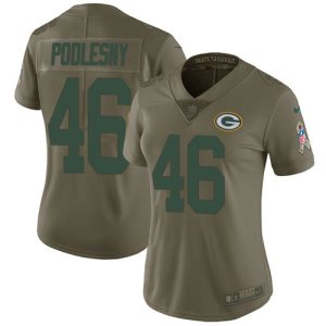 packers #46 jack podlesny olive women's stitched nfl limited 2017 salute to service wholesale jersey
