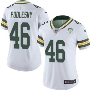 Packers #46 Jack Podlesny White Women's 100th Season Stitched NFL Vapor Untouchable Limited Jersey