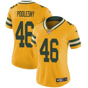wholesale Packers #46 Jack Podlesny Yellow Women's Stitched NFL Limited Rush 100th Season Jersey