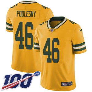 packers #46 jack podlesny yellow youth stitched nfl limited rush 100th season wholesale jersey