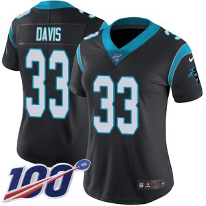 Panthers #33 Tae Davis Black Team Color Women's Stitched NFL 100th Season Vapor Untouchable Limited Jersey
