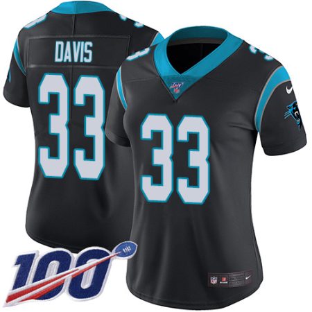 Panthers #33 Tae Davis Black Team Color Women's Stitched NFL 100th Season Vapor Untouchable Limited Jersey