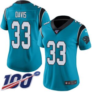 Panthers #33 Tae Davis Blue Women's Stitched NFL Limited Rush 100th Season Jersey