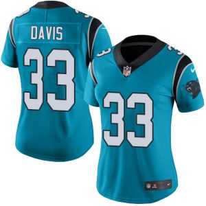 wholesale Panthers #33 Tae Davis Blue Women's Stitched NFL Limited Rush Jersey