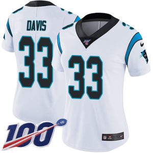 Panthers #33 Tae Davis White Women's Stitched NFL 100th Season Vapor Untouchable Limited Jersey
