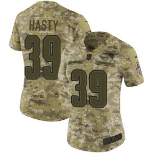 Patriots #39 JaMycal Hasty Camo Women's Stitched NFL Limited 2018 Salute To Service Jersey