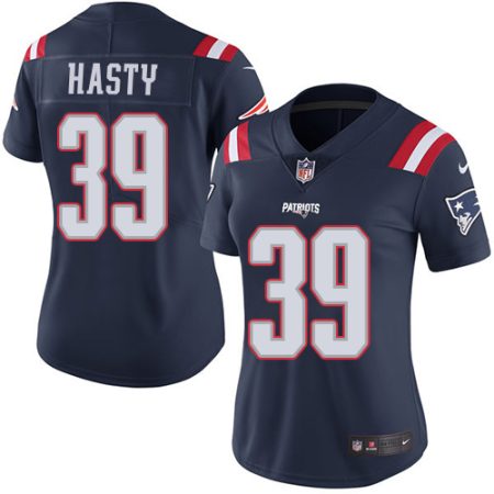 Patriots #39 JaMycal Hasty Navy Blue Women's Stitched NFL Limited Rush Jersey