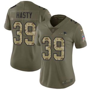 wholesale Patriots #39 JaMycal Hasty Olive/Camo Women's Stitched NFL Limited 2017 Salute To Service Jersey