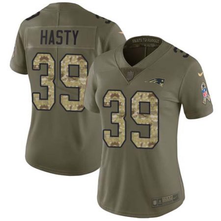 wholesale Patriots #39 JaMycal Hasty Olive/Camo Women's Stitched NFL Limited 2017 Salute To Service Jersey