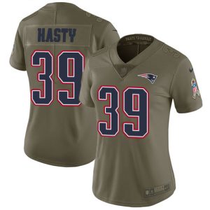 Patriots #39 JaMycal Hasty Olive Women's Stitched NFL Limited 2017 Salute To Service Jersey