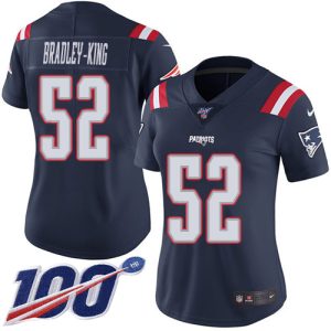 Patriots #52 Will Bradley-King Navy Blue Women's Stitched NFL Limited Rush 100th Season Jersey