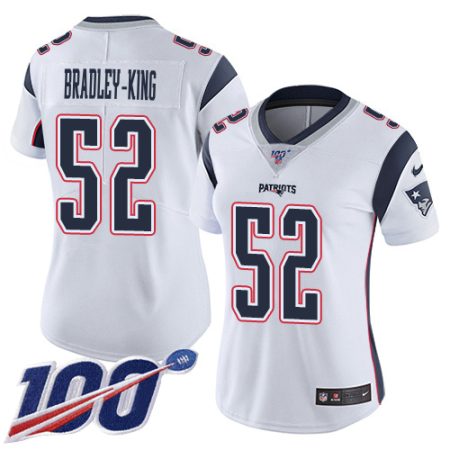 Patriots #52 Will Bradley-King White Women's Stitched NFL 100th Season Vapor Untouchable Limited Jersey