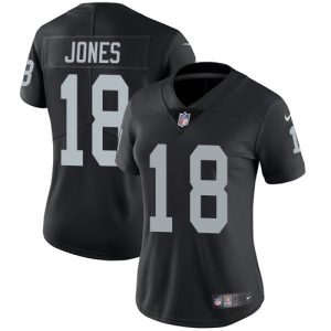 raiders #18 jack jones black team color women's stitched nfl vapor untouchable limited wholesale jersey