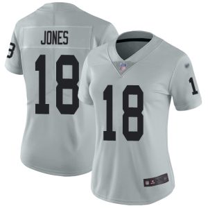 Raiders #18 Jack Jones Silver Women's Stitched NFL Limited Inverted Legend Jersey