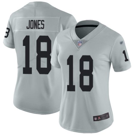 Raiders #18 Jack Jones Silver Women's Stitched NFL Limited Inverted Legend Jersey