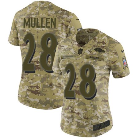 Ravens #28 Trayvon Mullen Camo Women's Stitched NFL Limited 2018 Salute To Service Jersey