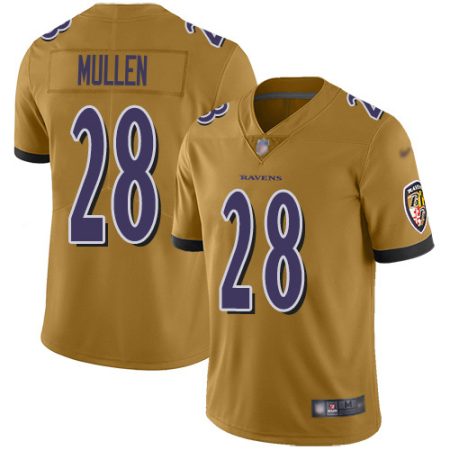 Ravens #28 Trayvon Mullen Gold Youth Stitched NFL Limited Inverted Legend Jersey