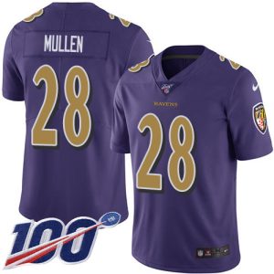wholesale Ravens #28 Trayvon Mullen Purple Men's Stitched NFL Limited Rush 100th Season Jersey