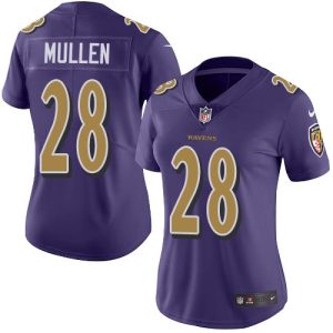 Ravens #28 Trayvon Mullen Purple Women's Stitched NFL Limited Rush Jersey