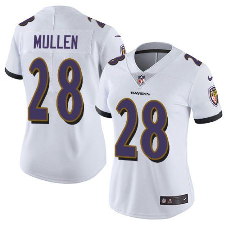 ravens #28 trayvon mullen white women's stitched nfl vapor untouchable limited wholesale jersey