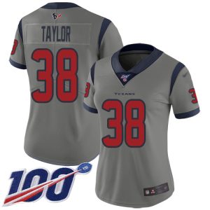 Texans #38 J.J. Taylor Gray Women's Stitched NFL Limited Inverted Legend 100th Season Jersey