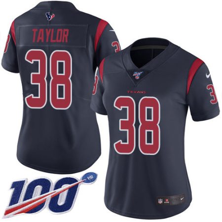 Texans #38 J.J. Taylor Navy Blue Women's Stitched NFL Limited Rush 100th Season Jersey