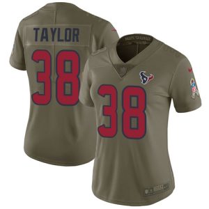 Texans #38 J.J. Taylor Olive Women's Stitched NFL Limited 2017 Salute To Service Jersey