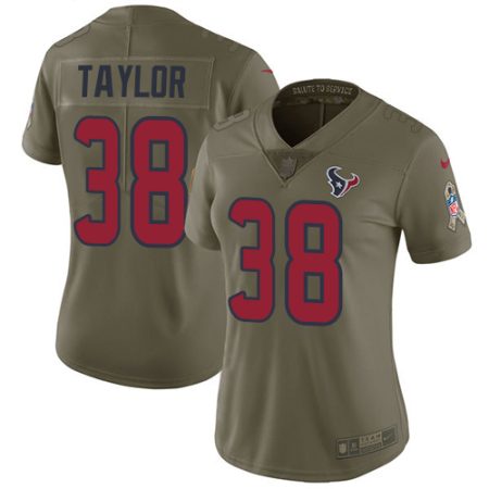 Texans #38 J.J. Taylor Olive Women's Stitched NFL Limited 2017 Salute To Service Jersey
